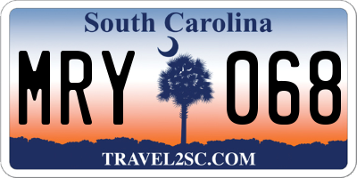 SC license plate MRY068