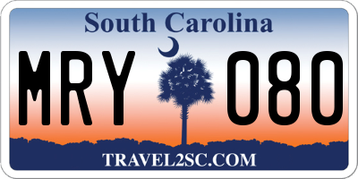 SC license plate MRY080