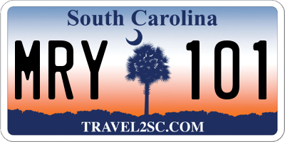 SC license plate MRY101