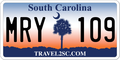 SC license plate MRY109
