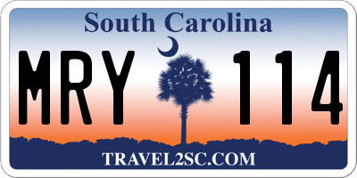 SC license plate MRY114