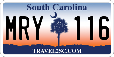 SC license plate MRY116