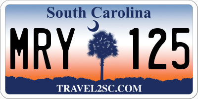SC license plate MRY125