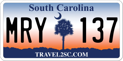 SC license plate MRY137