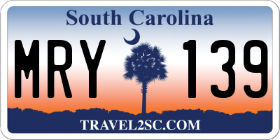 SC license plate MRY139