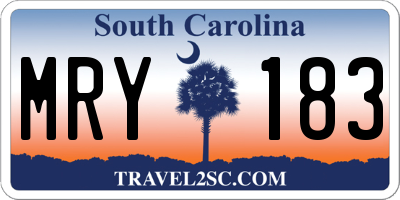 SC license plate MRY183