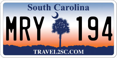 SC license plate MRY194