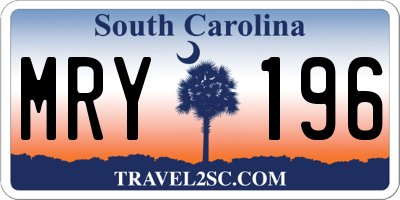 SC license plate MRY196