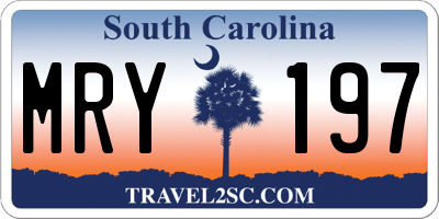 SC license plate MRY197