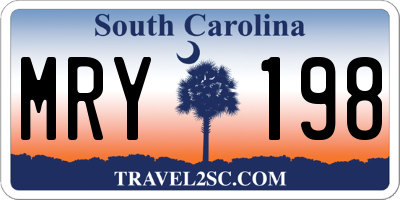 SC license plate MRY198