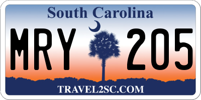 SC license plate MRY205