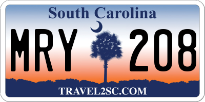 SC license plate MRY208