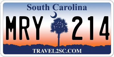 SC license plate MRY214