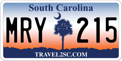SC license plate MRY215