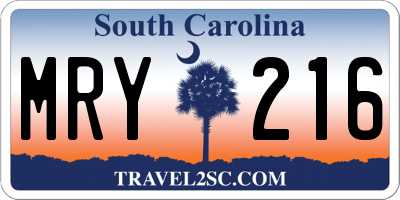SC license plate MRY216