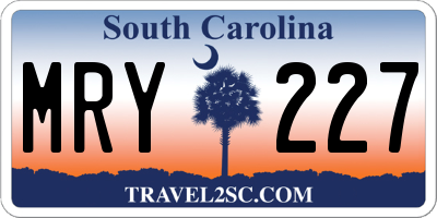 SC license plate MRY227
