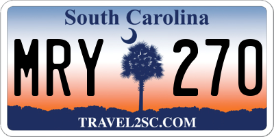 SC license plate MRY270