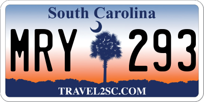 SC license plate MRY293