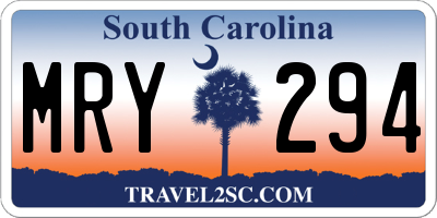 SC license plate MRY294