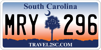 SC license plate MRY296
