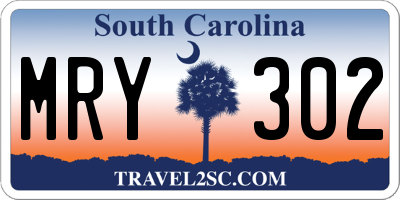 SC license plate MRY302