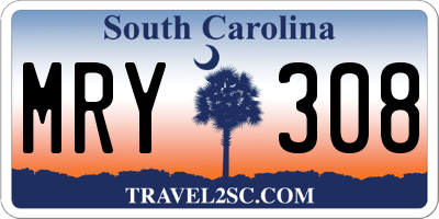 SC license plate MRY308