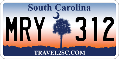 SC license plate MRY312