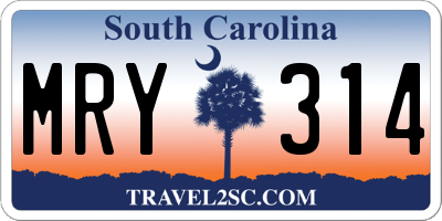 SC license plate MRY314