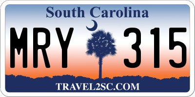SC license plate MRY315