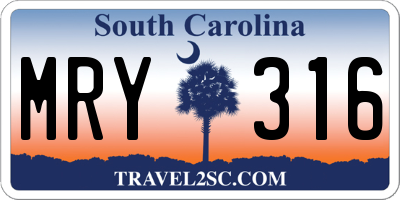 SC license plate MRY316