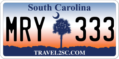 SC license plate MRY333