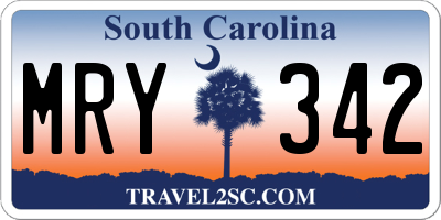 SC license plate MRY342