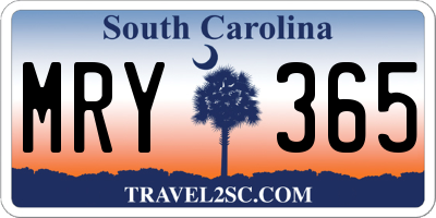 SC license plate MRY365