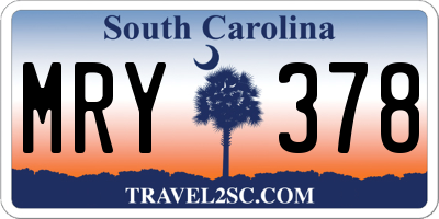 SC license plate MRY378