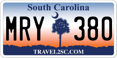 SC license plate MRY380