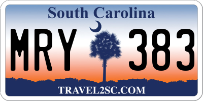 SC license plate MRY383
