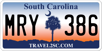 SC license plate MRY386