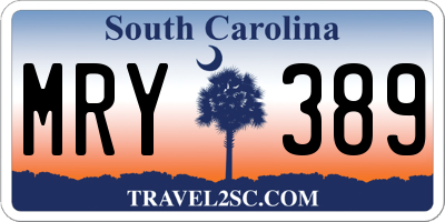 SC license plate MRY389