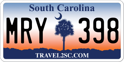 SC license plate MRY398