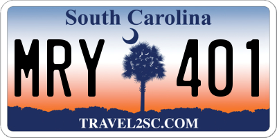 SC license plate MRY401