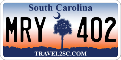 SC license plate MRY402