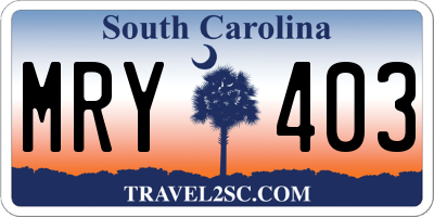 SC license plate MRY403