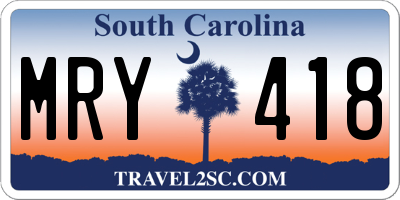 SC license plate MRY418