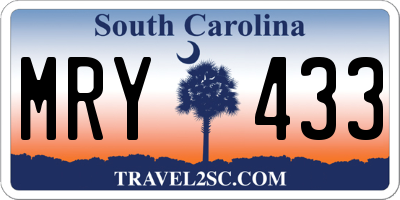 SC license plate MRY433