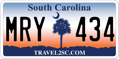 SC license plate MRY434