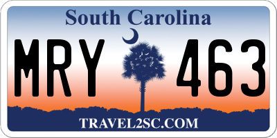 SC license plate MRY463