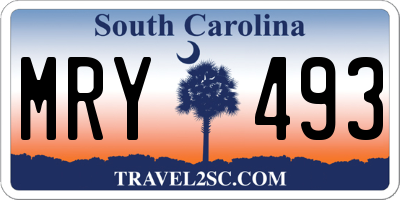 SC license plate MRY493