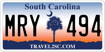 SC license plate MRY494