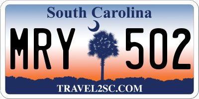 SC license plate MRY502