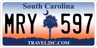 SC license plate MRY597
